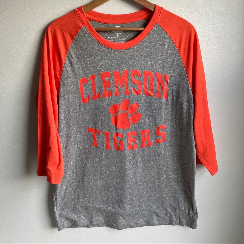 Clemson Tigers 3/4 sleeve baseball T shirt